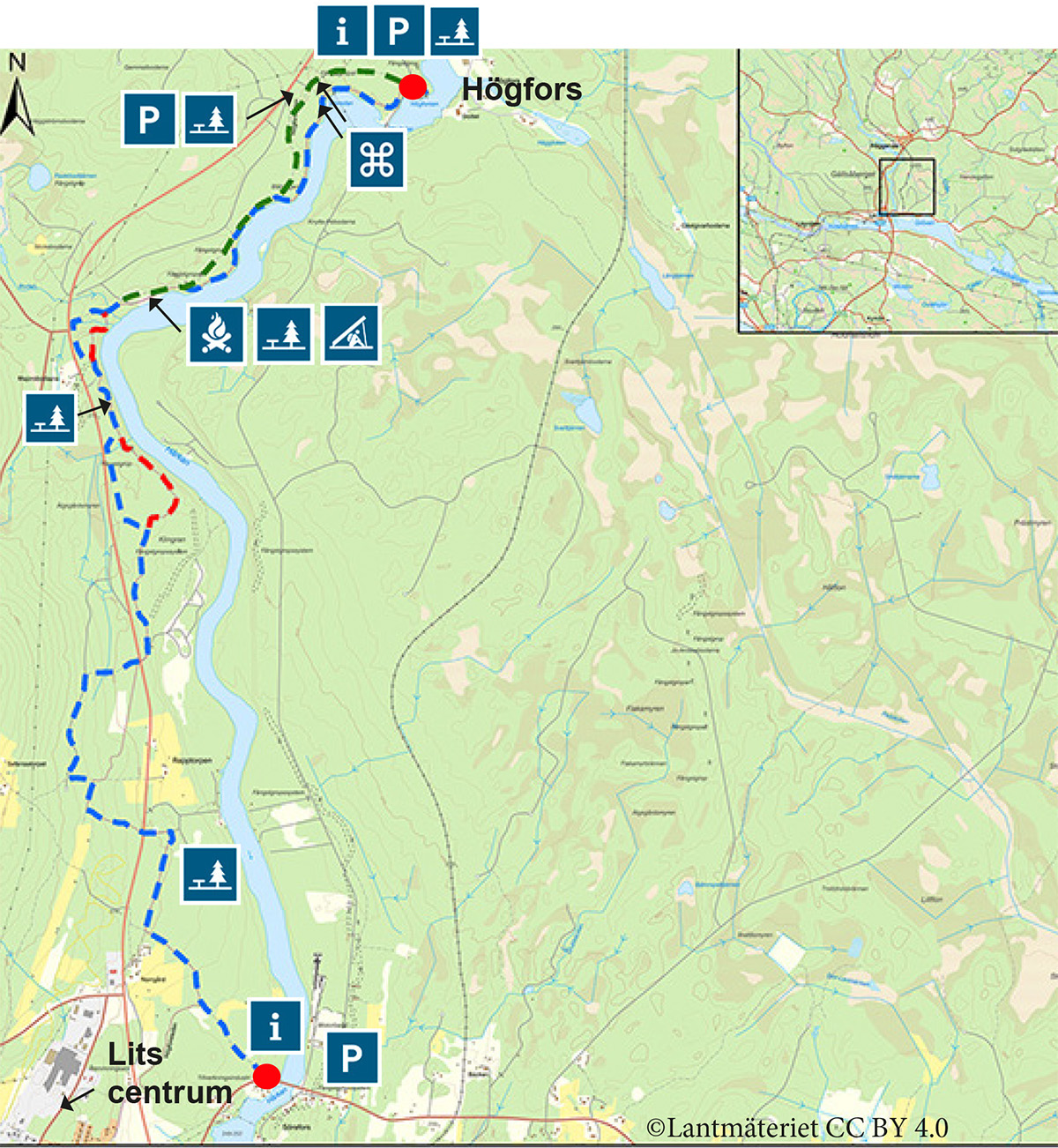 Karta över Högforsleden