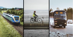 Bild på tåg, cykel och buss