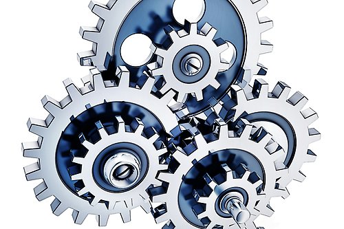 3D-illustration av kugghjul.