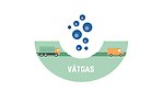 Illustration av vätgas och fordon som kör förbi vätgasillustrationen. 